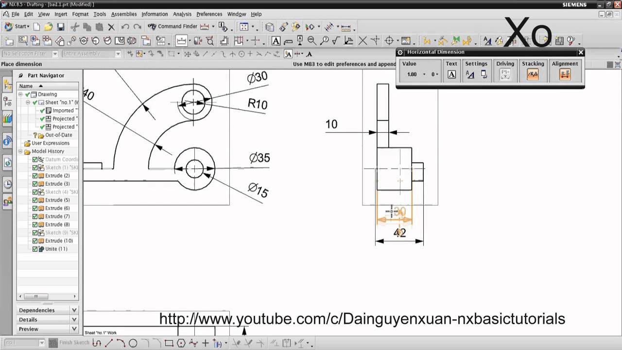  2d  cad  drawing 2D  Drafting siemens nx basic tutorial 