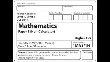Edexcel GCSE Maths Higher Paper 2017 - Paper 1 Questions 1 - 9