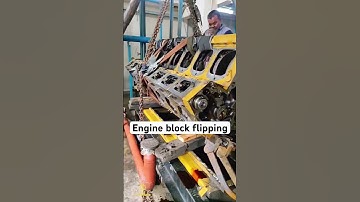Engine block flipping on major overhauling work. #caterpillar #thegasengine #G3516