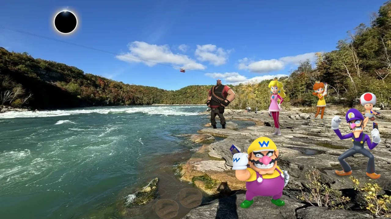 Wario dies from going blind to the 2024 solar eclipse and stumbling off Niagara Falls.mp4