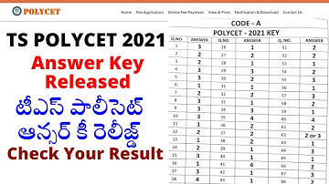 TS POLYCET 2021 Answer Key Download -TS Polytechnic Results Answer Key Download  పాలీసెట్ఆన్సర్ కీ