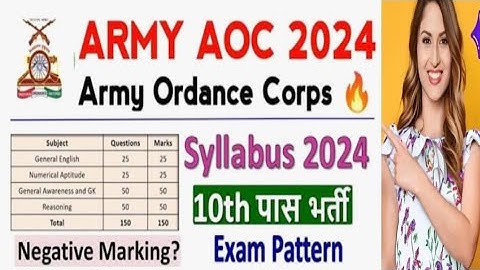 Army AOC syllabus,Exam pattern, negative marking 2024| Army ordnance corps syllabus 2024|