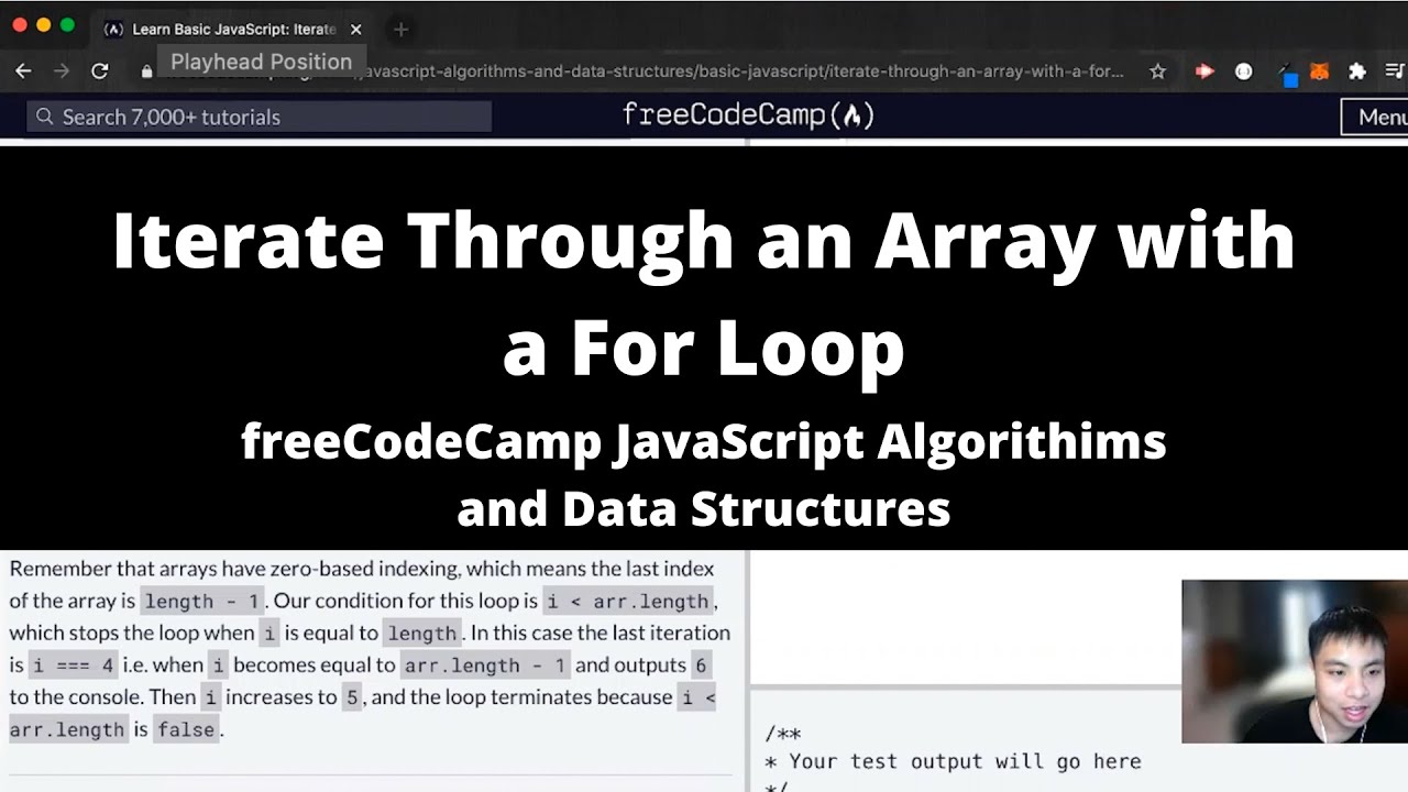 Iterate Through an Array with a For Loop (Basic JavaScript) freeCodeCamp tutorial