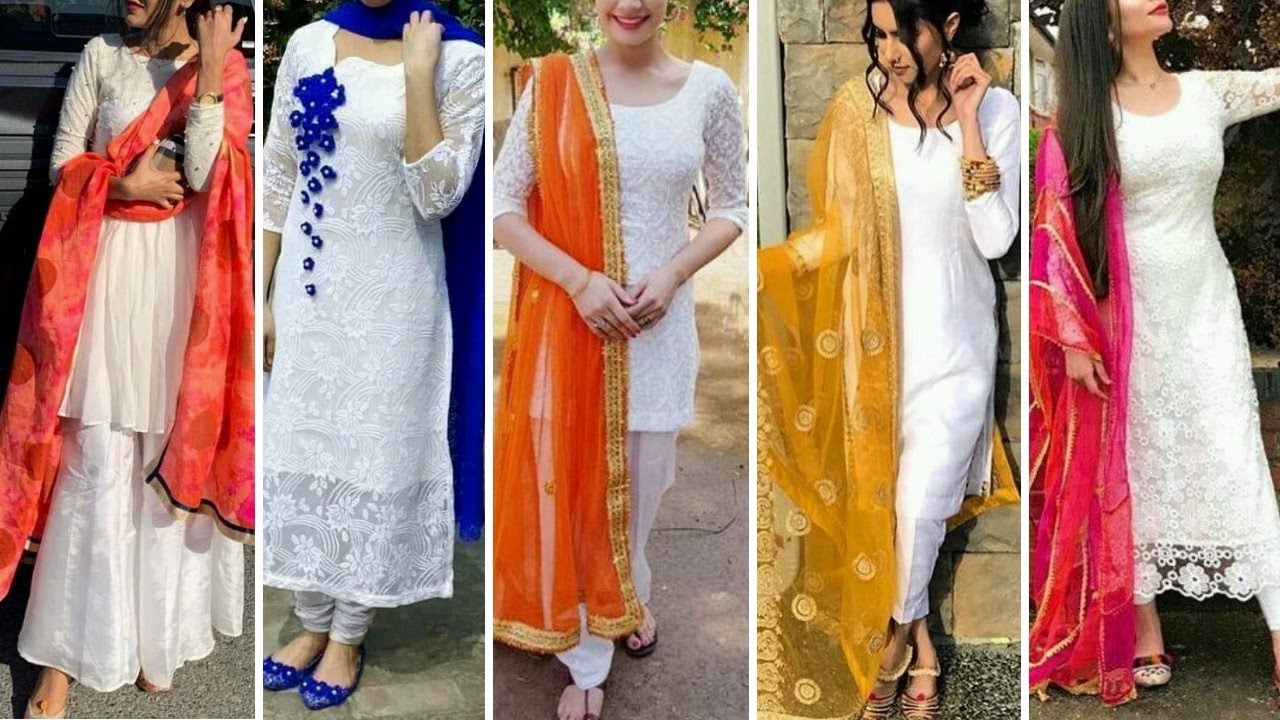 New white Dresses Designs || Stylish One Color White Combination ...