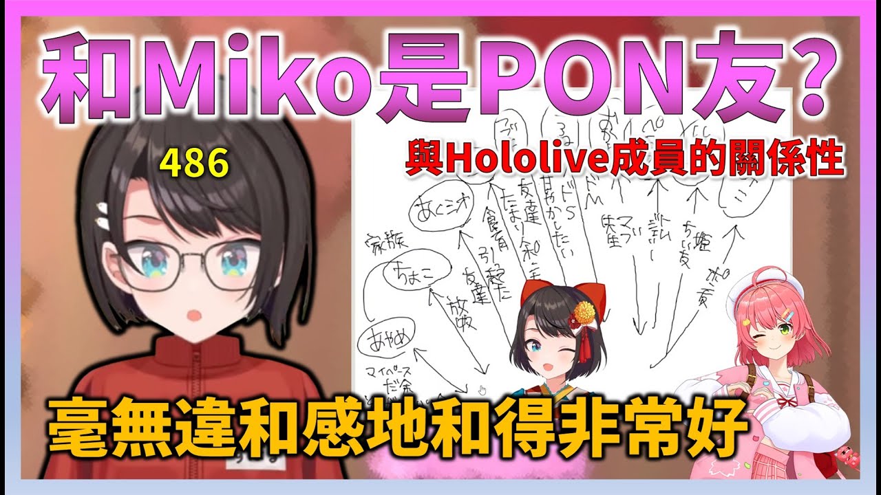 意識到與Miko的關係光是PON好友還不夠，重新審視彼此關係的486【Hololive中文】【日本語字幕付き】【さくらみこ/ホロライブ切り抜き 】