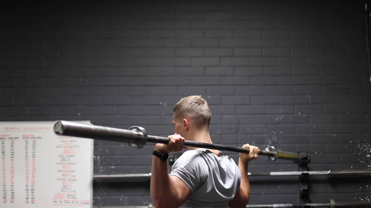 Standing Barbell Shoulder Press Behind The Head - YouTube