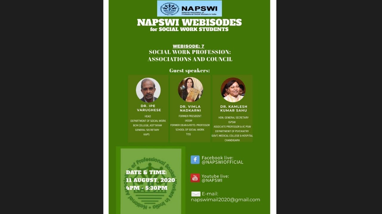 NAPSWI Webisodes | Social Work Profession: Associations and Council | Webisode 7 | Aug 11, 2020|4 PM