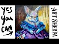 Fantasy Fairytale Rabbit 🌟🎨 How to paint acrylics for beginners: Paint Night at Home