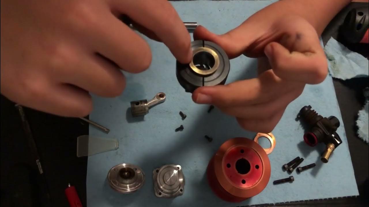 A look inside a 75 nitro engine. Also how to repinch a piston and