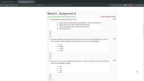 NPTEL Deep Learning 2022 Week 8 Assignment 8