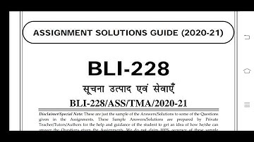 BLI 228 Ignou Solved Assignment 2020-21