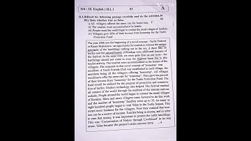 Std 9th English 1 semester Question paper 2024-25 F.S.E set A.