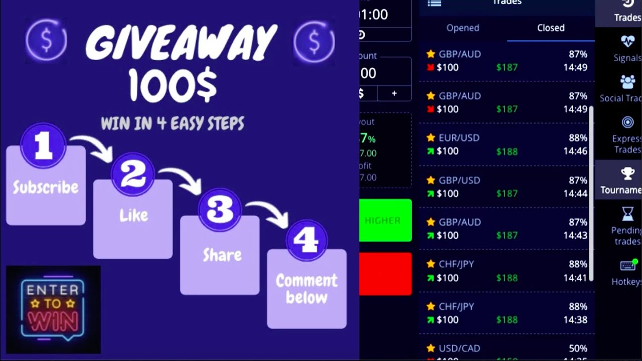 GET A 50 Promo code for Binary on PocketOption 2022 & Giveaway of 100