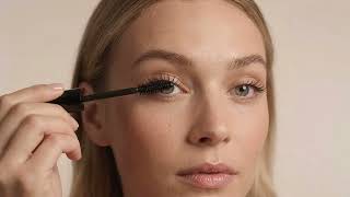 Stunning Blonde Model Carefully Applying Black Mascara in Studio | Free AI Stock Video screenshot 3