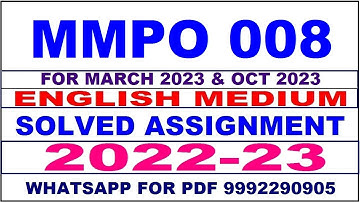 mmpo 8 solved assignment 2023 | mmpo 8 solved assignment in english 2022-2023 | mmpo 8 2023