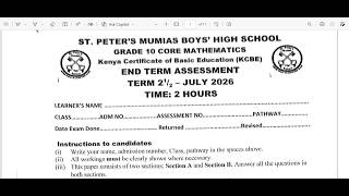 GRADE 10 CORE MATHEMATICS | END TERM 2 EXAM JULY 2026