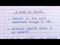 5 points on health is wealth in english5 lines on healthessay on health is wealth