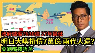 明日大嶼揹債7萬億 兩代人還？ 葉劉都撐唔落 政府儲蓄7,630億 27年最低 李鴻彥 直播