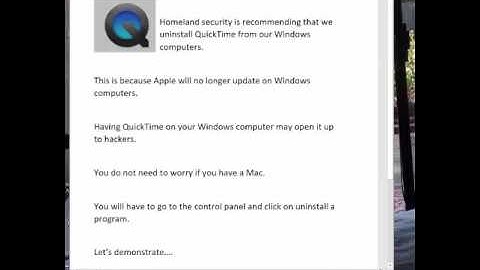 Uninstall QuickTime on your Windows Computer