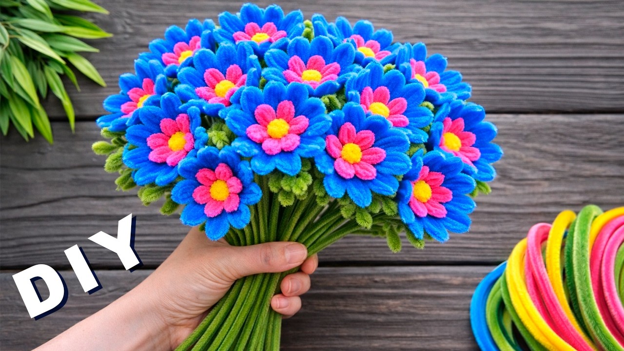 DIY Pipe Cleaner Crafts How to Make Easy Flowers from Chenille Stems Pipe Cleaner Flower