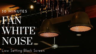 30 minutes White noise Ceiling Fan Black Screen, ideal for studying or meditating. Low setting fan.
