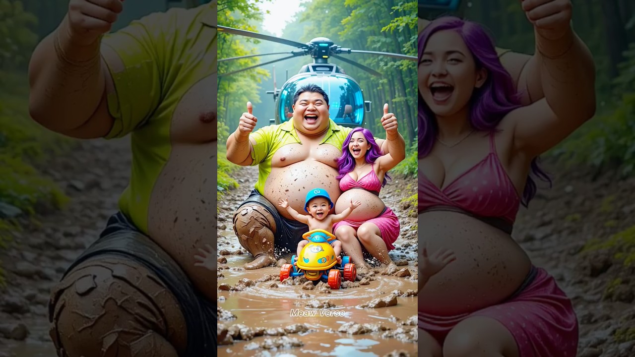 🥰 Evolution of Baby: Sumo wrestler with Family in Muddy road ❤ Meaw Verse✅4 