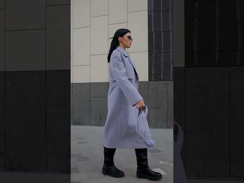 Пальто жіноче демісезонне, двобортне, вовняне, елегантне, весняне, осіннє ділове, Сiрий, 40, видео 4