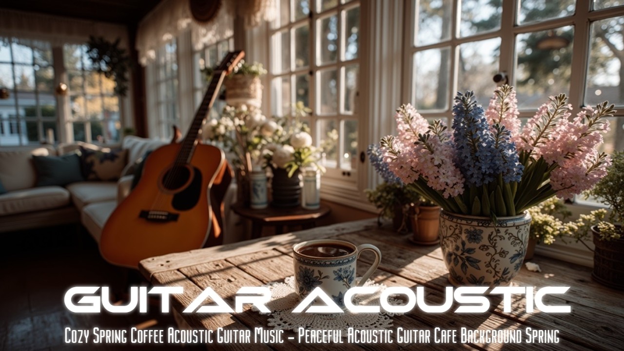Уютная весенняя акустическая гитарная музыка - Спокойный фон кафе с акустической гитарой