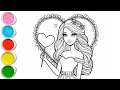 Cute Barbie Girl Drawing for kids, Painting & Coloring for kids | Let's Draw Together