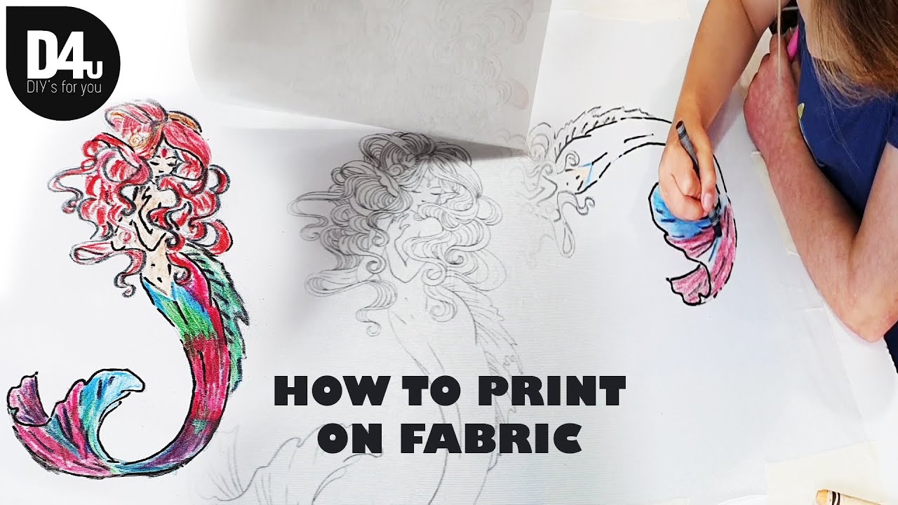 Print on fabric and colouring in with crayons, quick and easy - YouTube