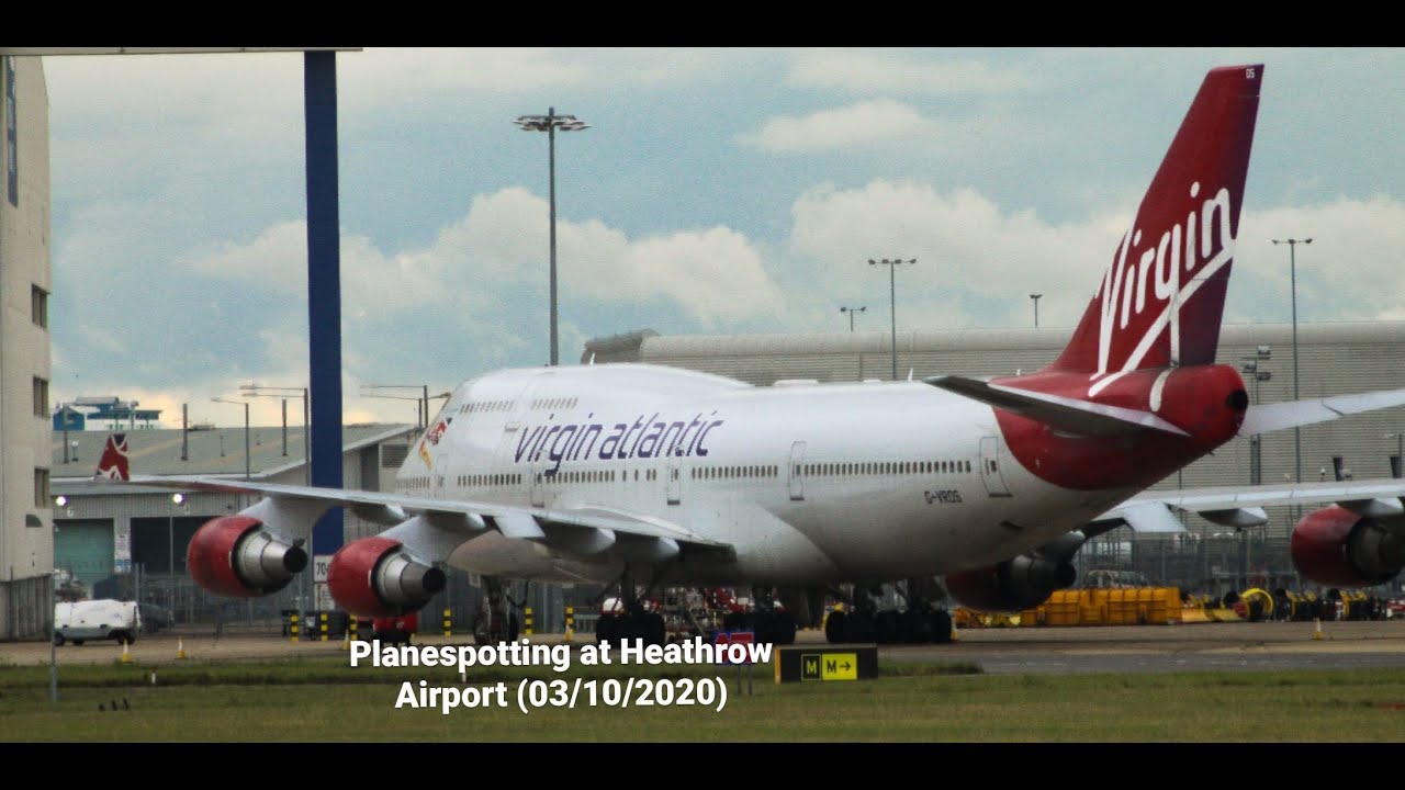 Amazing virgin 747 departure (Plane spotting at Heathrow airport 03/10/2020)