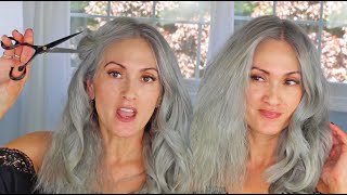 WEEKLY HAIR ROUTINE | TONE TRIM &amp; STYLE | Gray Hair Products