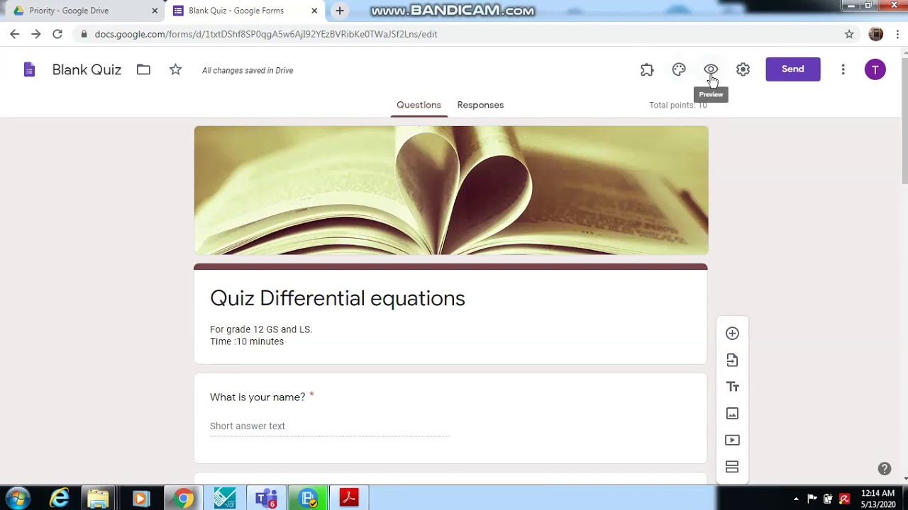 Create a QUIZ with google forms 