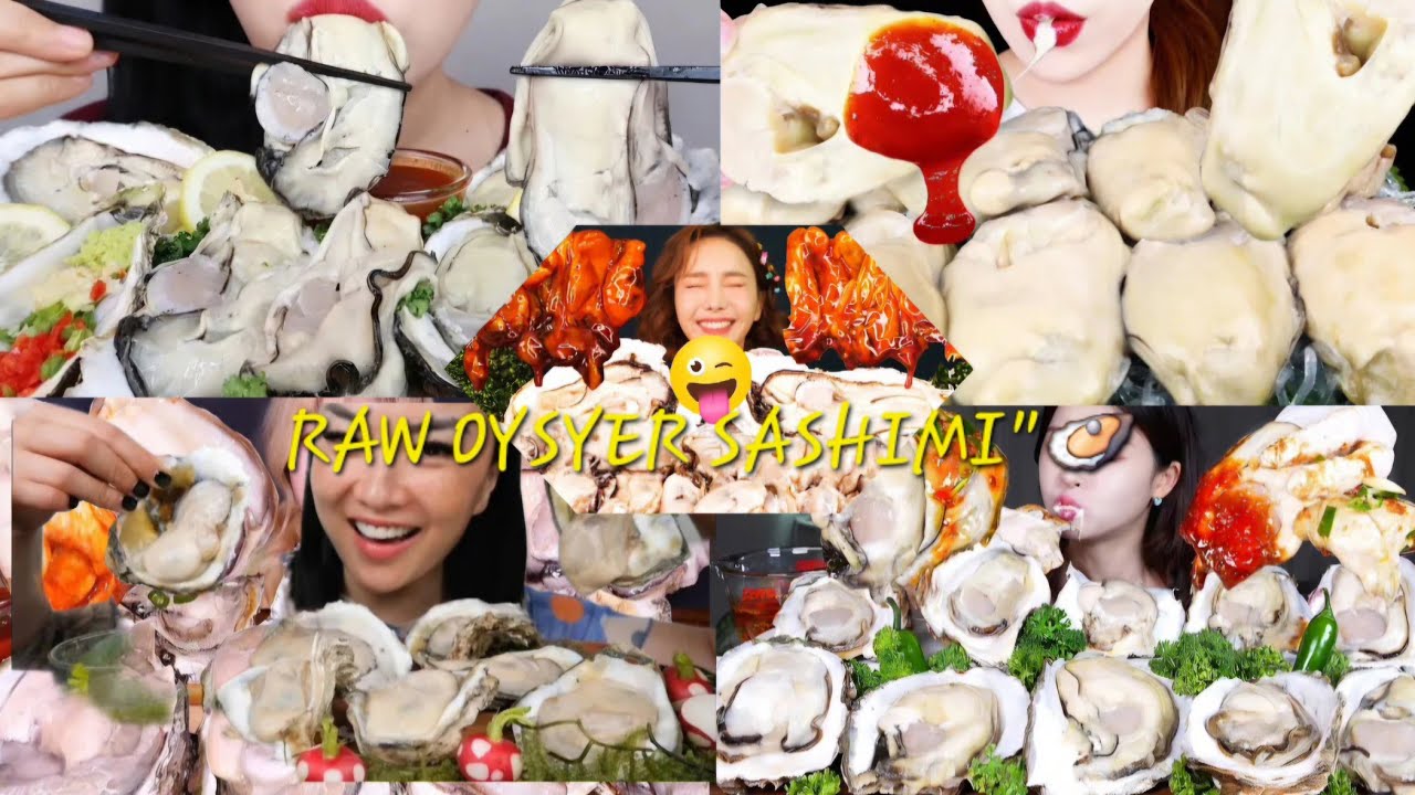  MUKBANGERS SATISFYING RAW OYSTERS SASHIMI *ASMR*MUKBANG COMPILATION BIG BITE EATING SHOW