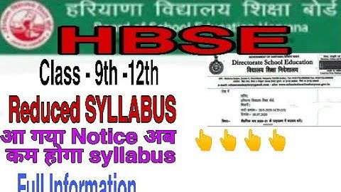 HBSE Board New Reduced Syllabus 2020-21update. # HBSE board syllabus 2020-21 .* hbse syllabus PDF.