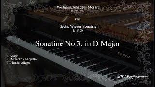 W.A. Mozart: Sonatina No 3 in D Major K 439b "Viennese ", for Piano (Complete)