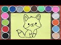Tô màu tranh cát con cáo, how to painting a cute fox with color sand (Chim xinh channel)