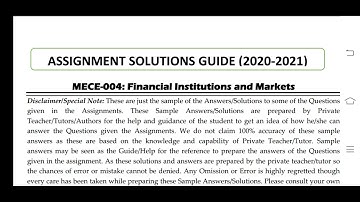 MECE 004 Ignou Solved Assignment
