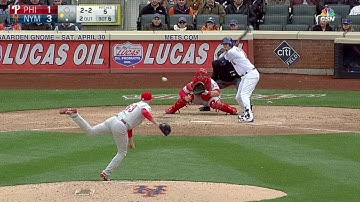 PHI@NYM: Stumpf retires Flores, gets first MLB out