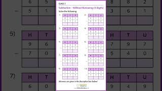 📋 Subtraction - Without Borrowing (3 Digits) | Maths Worksheet with Answers 🧑🏻‍🏫 | Class 3 #shorts