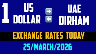 US dollars to Emirati UAE Dirham correlation and exchange rates updates for educational purposes 