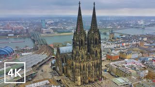 Calming Aerial View of Catholic Cologne Cathedral, Germany with Relaxing Music