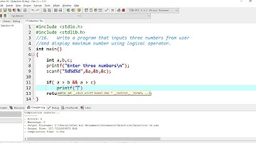 Selection 16. Maximum number using logical operator