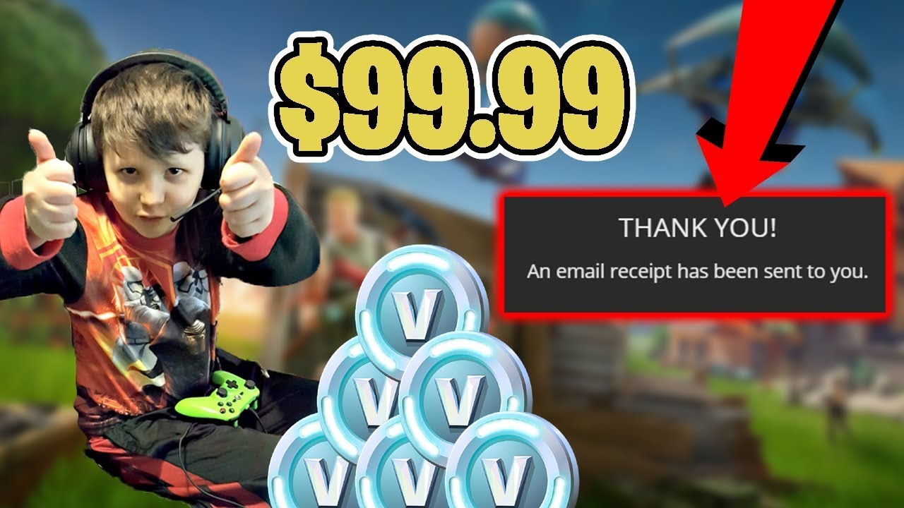 kid spends 100 in fortnite v bucks noob tries to win - v bucks win fortnite v bucks