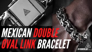Men’s Unique Silver Bracelets:  Identity Bracelet | Mexican Double Oval Link Bracelet | BY Silverwow