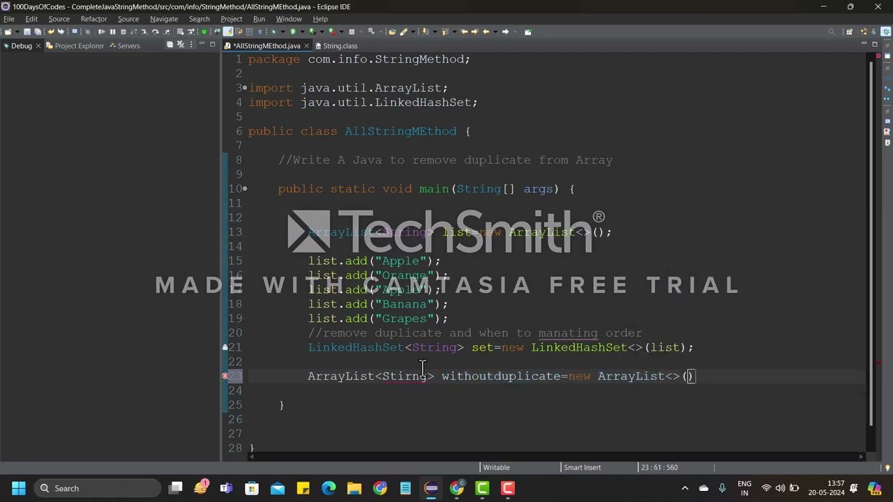 Remove duplicates from ArrayList Java ||How to remove duplicate elements from list in Java video ||