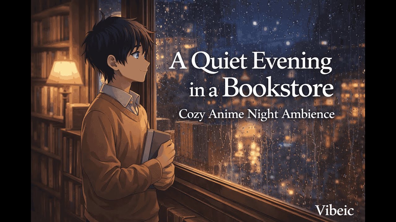 📚 I Found Peace in a Quiet Bookstore | Cozy Anime Night Ambience