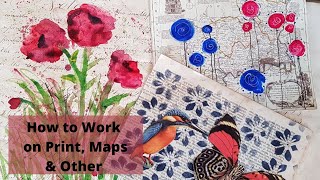 Working on Text, Maps, & Other Print: How to Make Them Your Blank Art Journal Page