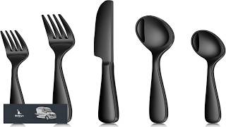 30 Pieces Black Silverware Set for 6 Heavy Duty Black Stainless Steel