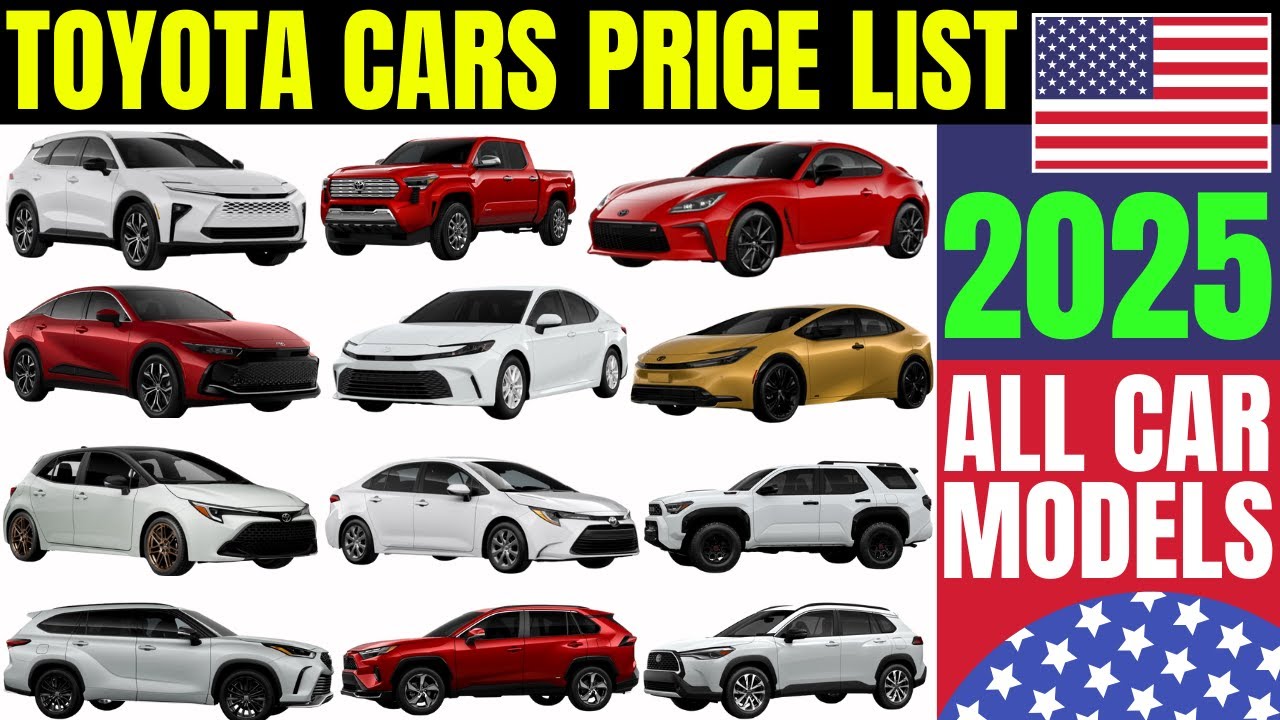 Toyota Cars Price List in USA 2025 | Corolla Cross, RAV4, bZ4X, Highlander, 4Runer, Prius, Camry etc